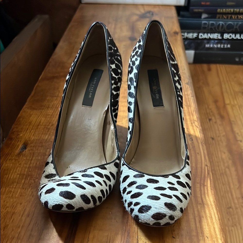 Ann Taylor Black and White Animal Print Heels